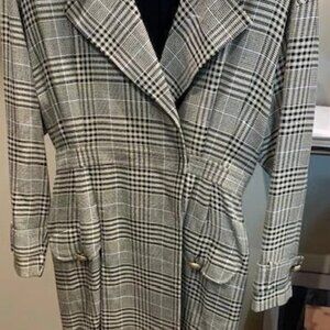 BILL BLASS Size 12 Vintage Tan and Black plaid wrap dress